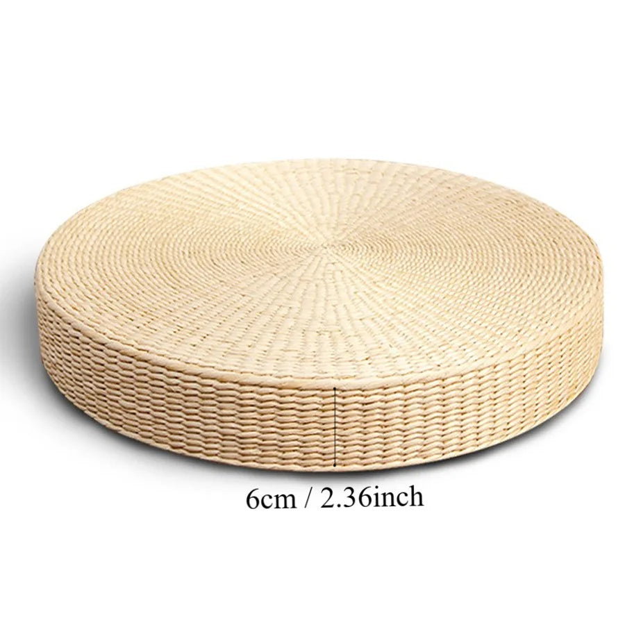 Pouf Tatami "Koyoto"- Paille Tressée, Confort Naturel
