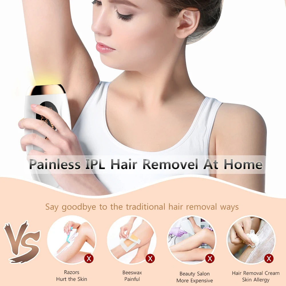 Épilateur laser IPL pour femme – épilation du corps, bikini et visage, 990 000 flashs, épilation permanente et indolore.