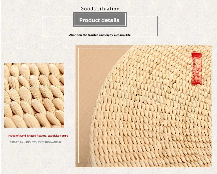 Pouf Géant de sol-Tatami en Rotin Naturel Style japonais