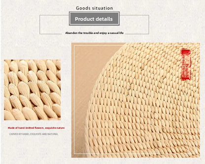 Pouf Géant de sol-Tatami en Rotin Naturel Style japonais