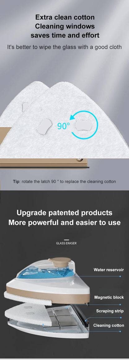Nouveau outil magnétique de nettoyage de vitres en verre, avec évacuation de l’eau, raclette double couche, nettoyeur spécial fenêtres pour usage domestique.
