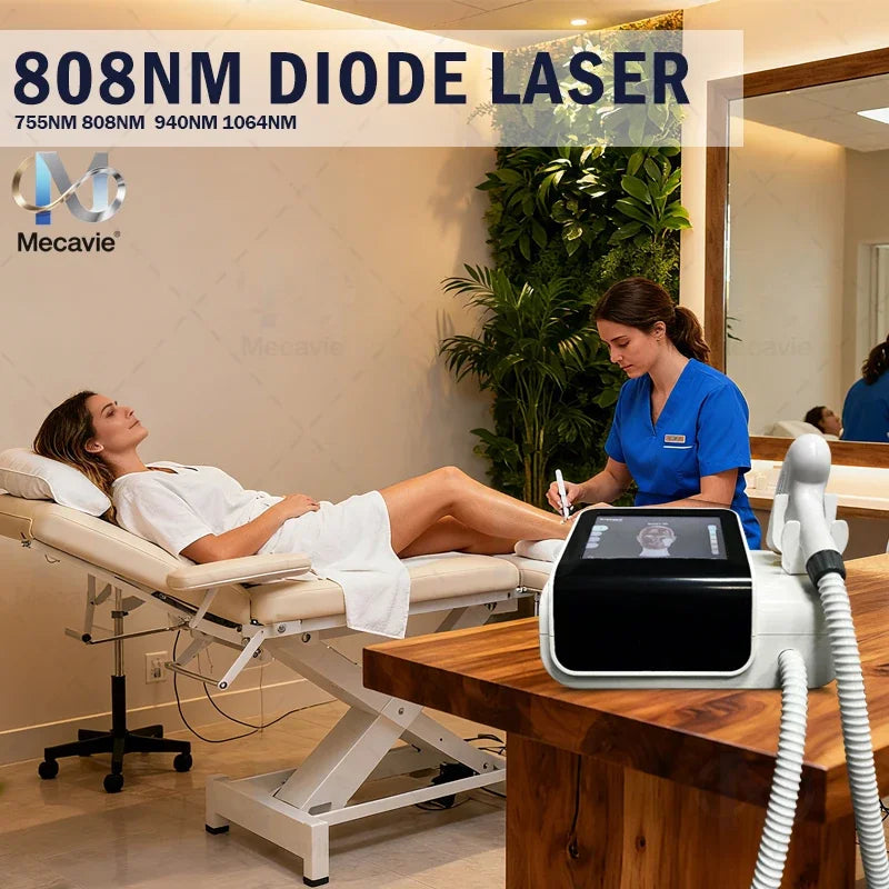 Appareil professionnel mini d’épilation laser à diode 4000 W, haute puissance, longueurs d’onde 755 nm, 808 nm et 1064 nm, indolore, épilation permanente, avec poignée de refroidissement type Alexandrite.