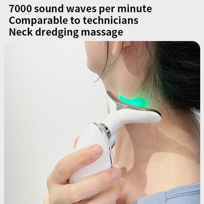 Appareil de beauté électrique à microcourants anti-rides avec LED photonique pour le visage et le cou, masseur EMS chauffant pour lifter et raffermir la peau.