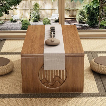 Table Basse Japonaise pliante en Bambou Naturel, véritable bois style Tatami, petite table de thé basse pour sol et coin fenêtre.