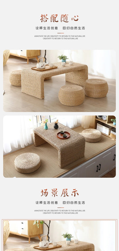 Table basse Japonaise en Rotin Naturel – design minimaliste et Bohème