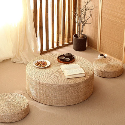 Pouf Géant de sol-Tatami en Rotin Naturel Style japonais