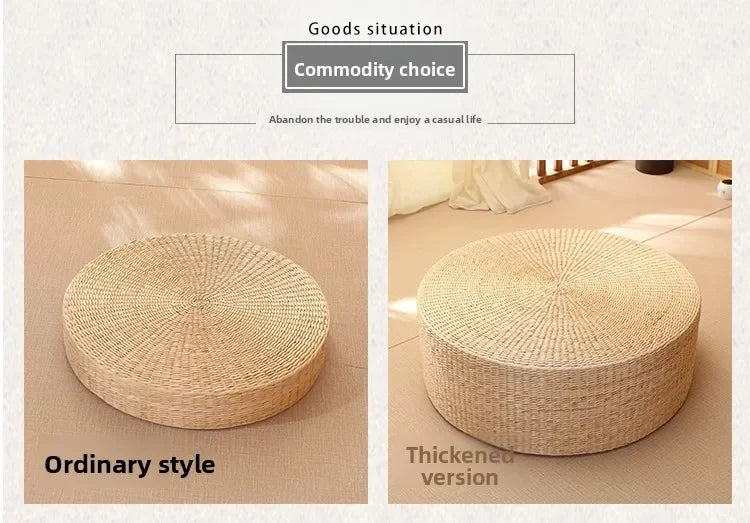 Pouf Géant de sol-Tatami en Rotin Naturel Style japonais