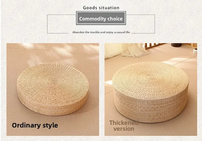 Pouf Géant de sol-Tatami en Rotin Naturel Style japonais