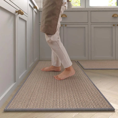 Tapis de cuisine lavable et antidérapant effet sisal, tapis de couloir imitation tissé avec dessous en caoutchouc naturel.