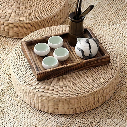 Pouf Tatami "Koyoto"- Paille Tressée, Confort Naturel