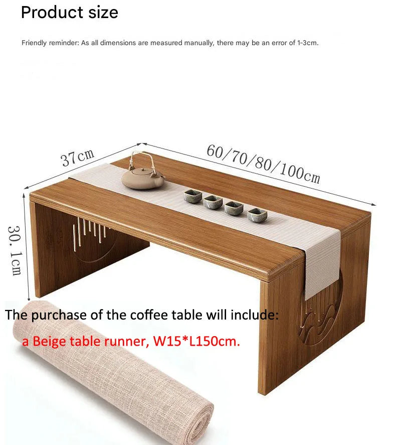 Table Basse Japonaise pliante en Bambou Naturel, véritable bois style Tatami, petite table de thé basse pour sol et coin fenêtre.