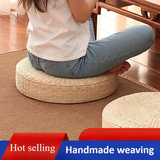 Pouf Tatami "Koyoto"- Paille Tressée, Confort Naturel