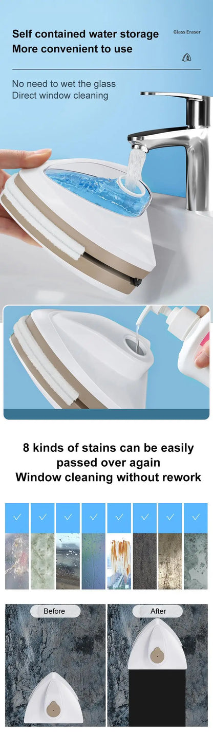 Nouveau outil magnétique de nettoyage de vitres en verre, avec évacuation de l’eau, raclette double couche, nettoyeur spécial fenêtres pour usage domestique.
