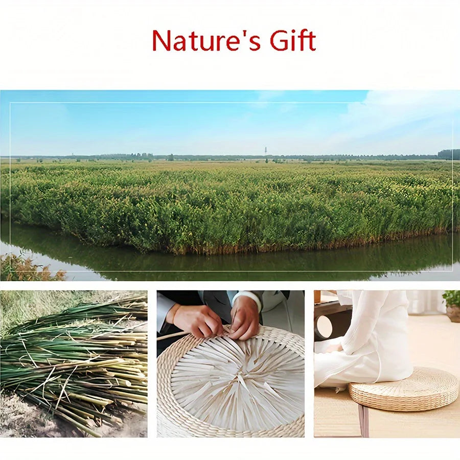 Pouf Tatami "Koyoto"- Paille Tressée, Confort Naturel