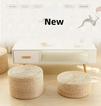 Pouf Géant de sol-Tatami en Rotin Naturel Style japonais