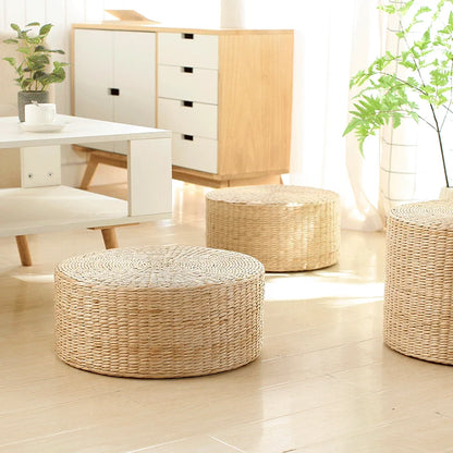 Pouf Géant de sol-Tatami en Rotin Naturel Style japonais