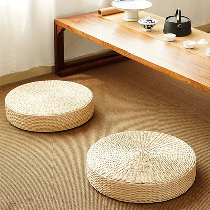 Pouf Tatami "Koyoto"- Paille Tressée, Confort Naturel