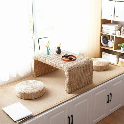 Table basse Japonaise en Rotin Naturel – design minimaliste et Bohème