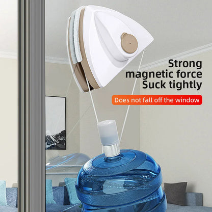 Nouveau outil magnétique de nettoyage de vitres en verre, avec évacuation de l’eau, raclette double couche, nettoyeur spécial fenêtres pour usage domestique.