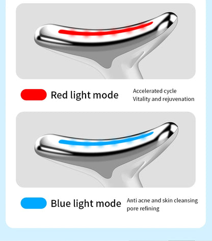 Appareil de beauté électrique à microcourants anti-rides avec LED photonique pour le visage et le cou, masseur EMS chauffant pour lifter et raffermir la peau.