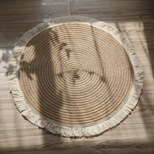 Tapis Rond "Soleil d'Orient"- Jute et Coton Tressé