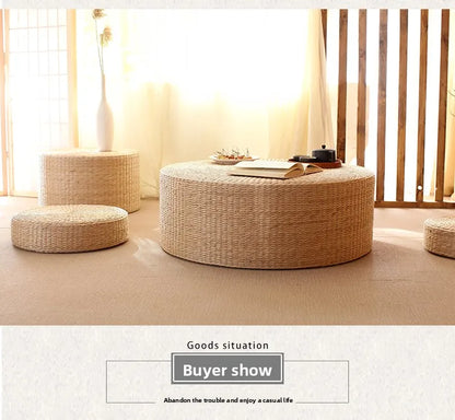 Pouf Géant de sol-Tatami en Rotin Naturel Style japonais