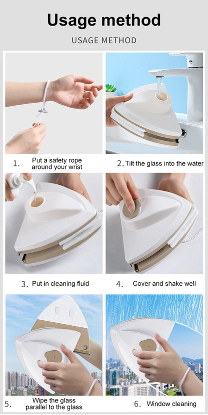 Nouveau outil magnétique de nettoyage de vitres en verre, avec évacuation de l’eau, raclette double couche, nettoyeur spécial fenêtres pour usage domestique.
