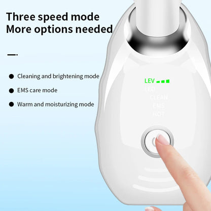 Appareil de beauté électrique à microcourants anti-rides avec LED photonique pour le visage et le cou, masseur EMS chauffant pour lifter et raffermir la peau.