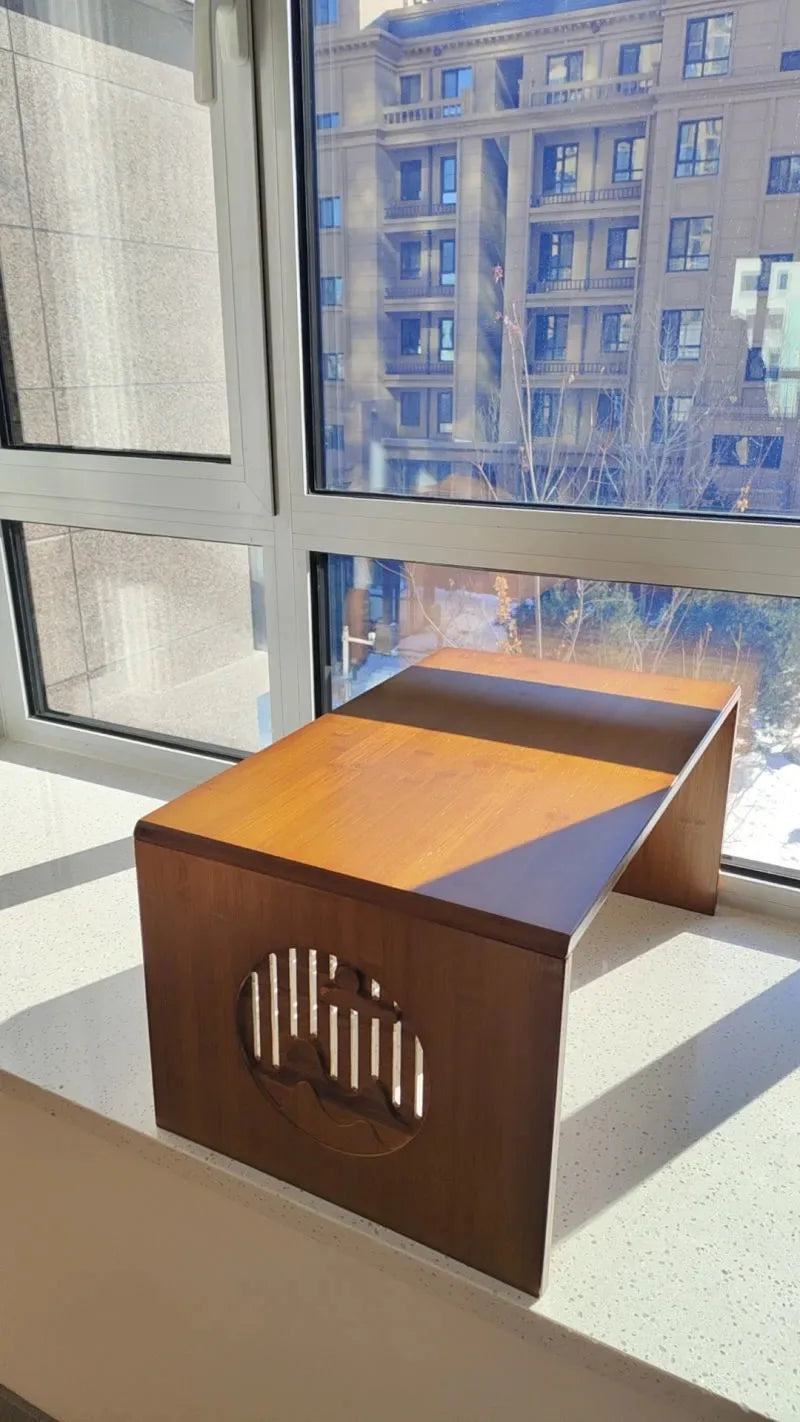 Table Basse Japonaise pliante en Bambou Naturel, véritable bois style Tatami, petite table de thé basse pour sol et coin fenêtre.