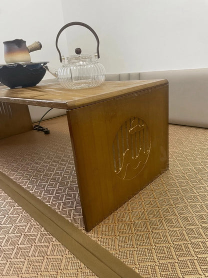 Table Basse Japonaise pliante en Bambou Naturel, véritable bois style Tatami, petite table de thé basse pour sol et coin fenêtre.