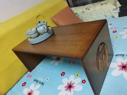 Table Basse Japonaise pliante en Bambou Naturel, véritable bois style Tatami, petite table de thé basse pour sol et coin fenêtre.
