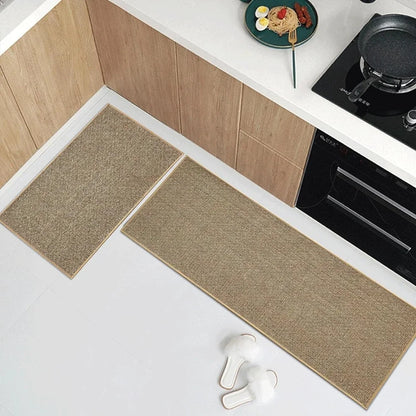 Tapis de cuisine lavable et antidérapant effet sisal, tapis de couloir imitation tissé avec dessous en caoutchouc naturel.