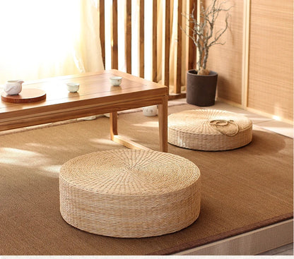 Pouf Géant de sol-Tatami en Rotin Naturel Style japonais