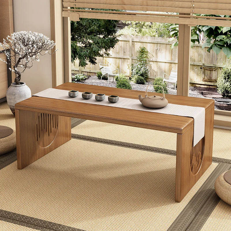 Table Basse Japonaise pliante en Bambou Naturel, véritable bois style Tatami, petite table de thé basse pour sol et coin fenêtre.
