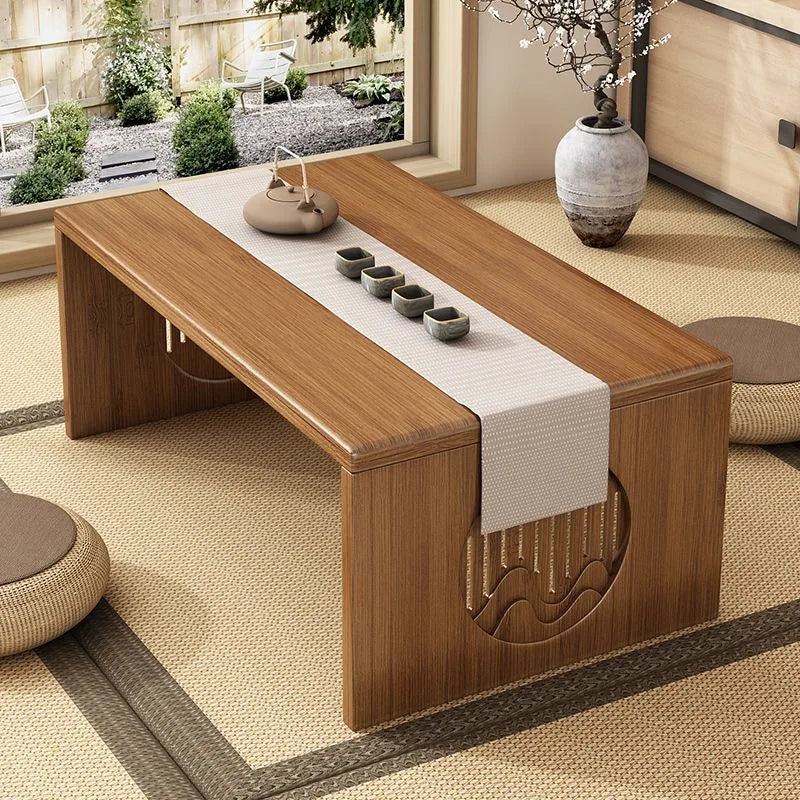 Table Basse Japonaise pliante en Bambou Naturel, véritable bois style Tatami, petite table de thé basse pour sol et coin fenêtre.
