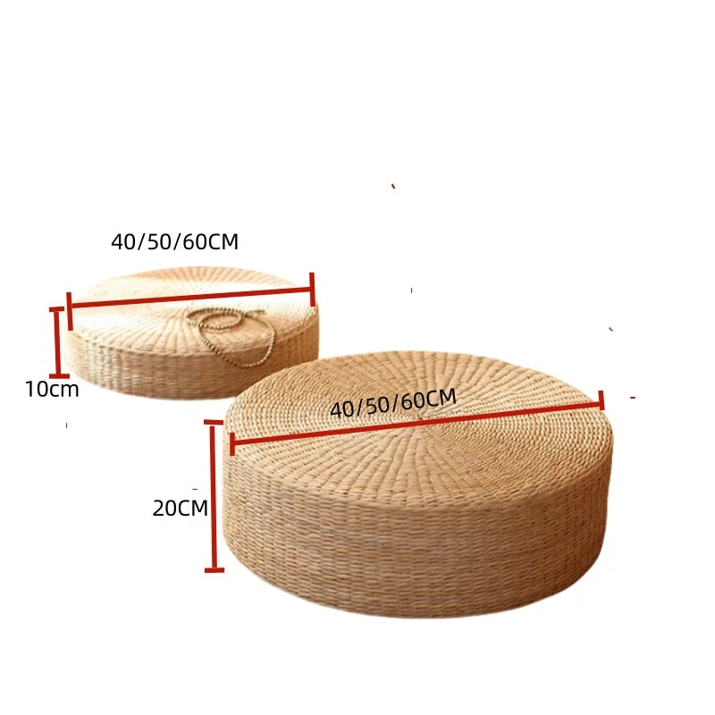 Pouf Géant de sol-Tatami en Rotin Naturel Style japonais