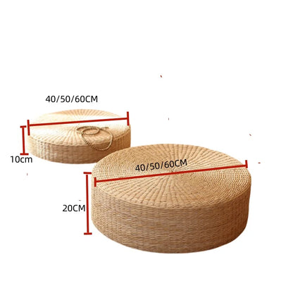 Pouf Géant de sol-Tatami en Rotin Naturel Style japonais