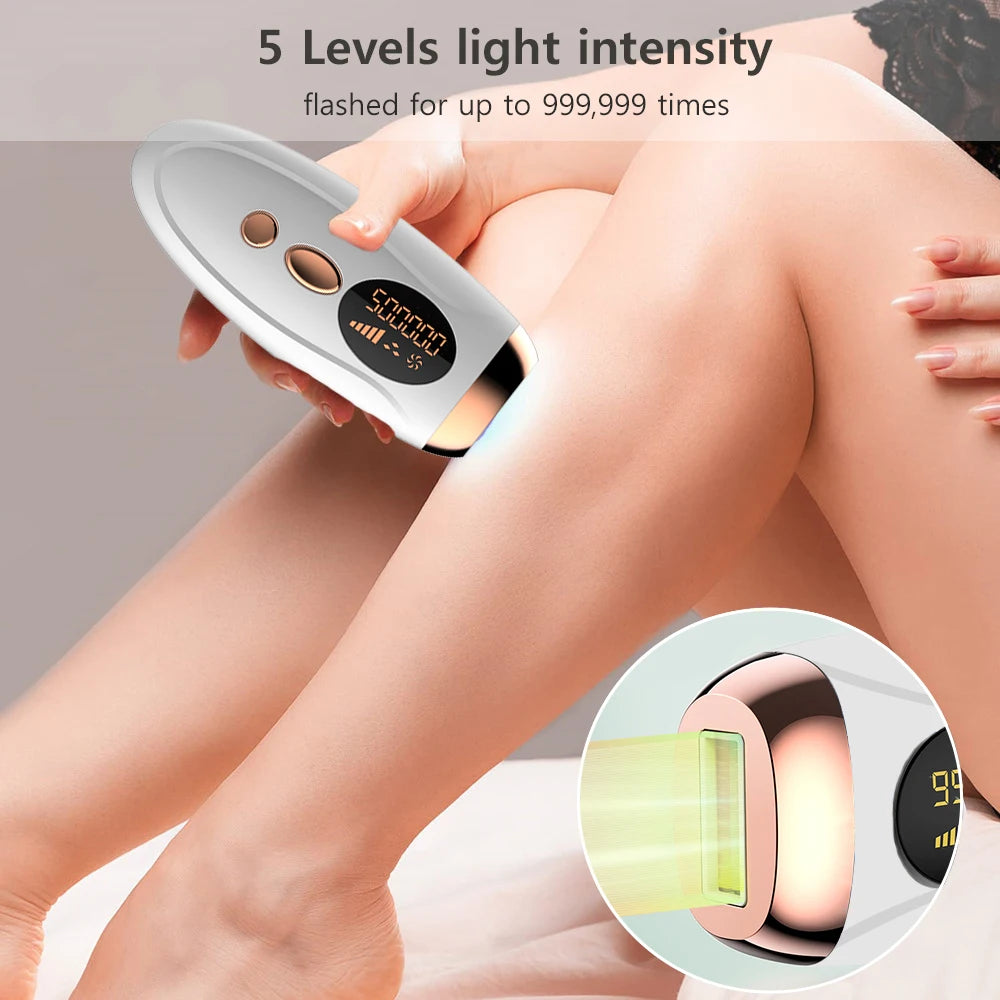 Épilateur laser IPL pour femme – épilation du corps, bikini et visage, 990 000 flashs, épilation permanente et indolore.
