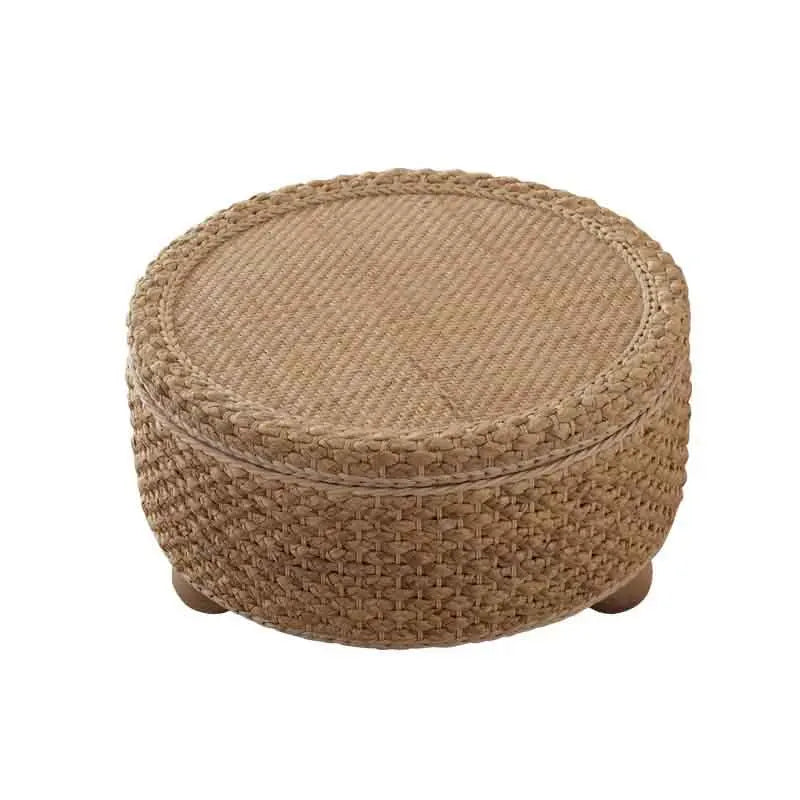 Table basse tressée en fibre végétale, mobilier moderne, table de thé tatami, table d’appoint pour salon et canapé, plateforme à thé créative avec rangement rond.