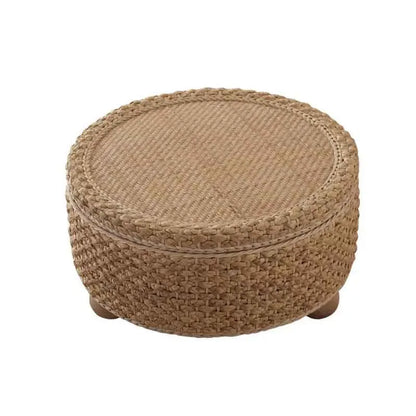 Table basse tressée en fibre végétale, mobilier moderne, table de thé tatami, table d’appoint pour salon et canapé, plateforme à thé créative avec rangement rond.