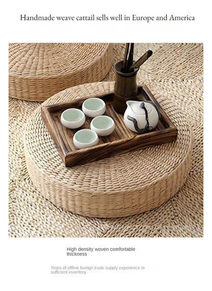 Pouf Tatami "Koyoto"- Paille Tressée, Confort Naturel