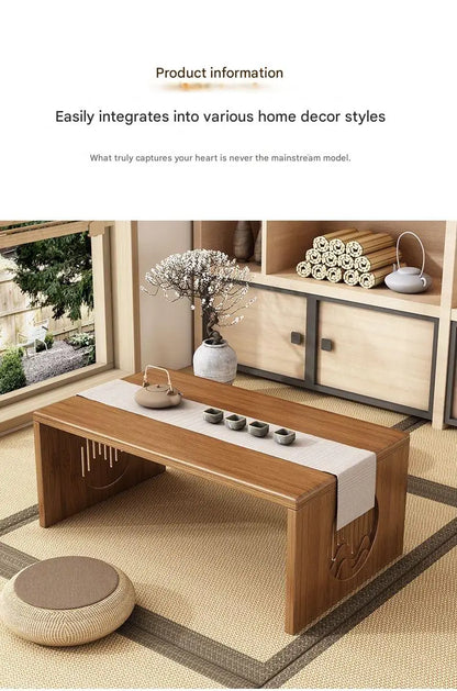 Table Basse Japonaise pliante en Bambou Naturel, véritable bois style Tatami, petite table de thé basse pour sol et coin fenêtre.