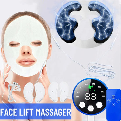 Masseur visage et contour des yeux EMS, appareil de beauté raffermissant anti-rides, anti-cernes, affinant du menton et sculptant du visage en V pour les soins de la peau.