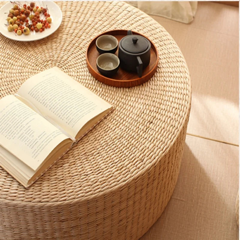 Pouf Géant de sol-Tatami en Rotin Naturel Style japonais
