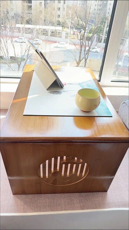 Table Basse Japonaise pliante en Bambou Naturel, véritable bois style Tatami, petite table de thé basse pour sol et coin fenêtre.