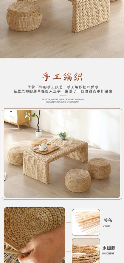 Table basse Japonaise en Rotin Naturel – design minimaliste et Bohème
