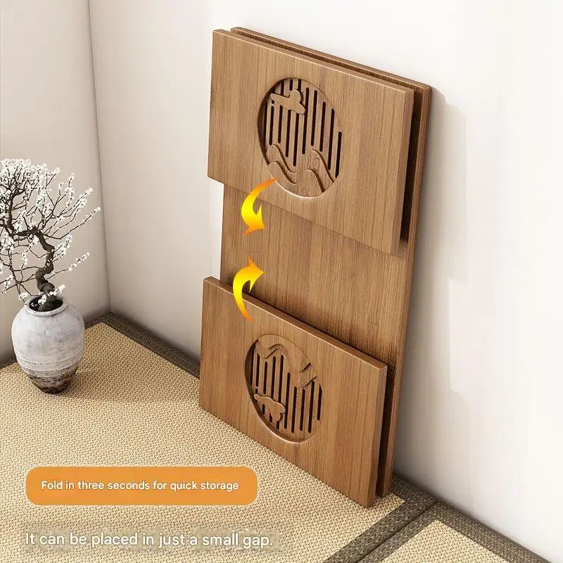 Table Basse Japonaise pliante en Bambou Naturel, véritable bois style Tatami, petite table de thé basse pour sol et coin fenêtre.